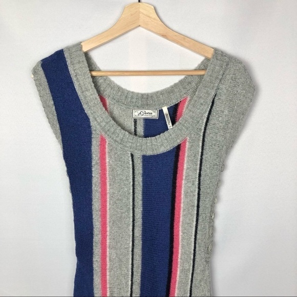 Guess Y2K Gray Colorful Stripe Short Sleeve Sweater Dress S - Picture 3 of 8